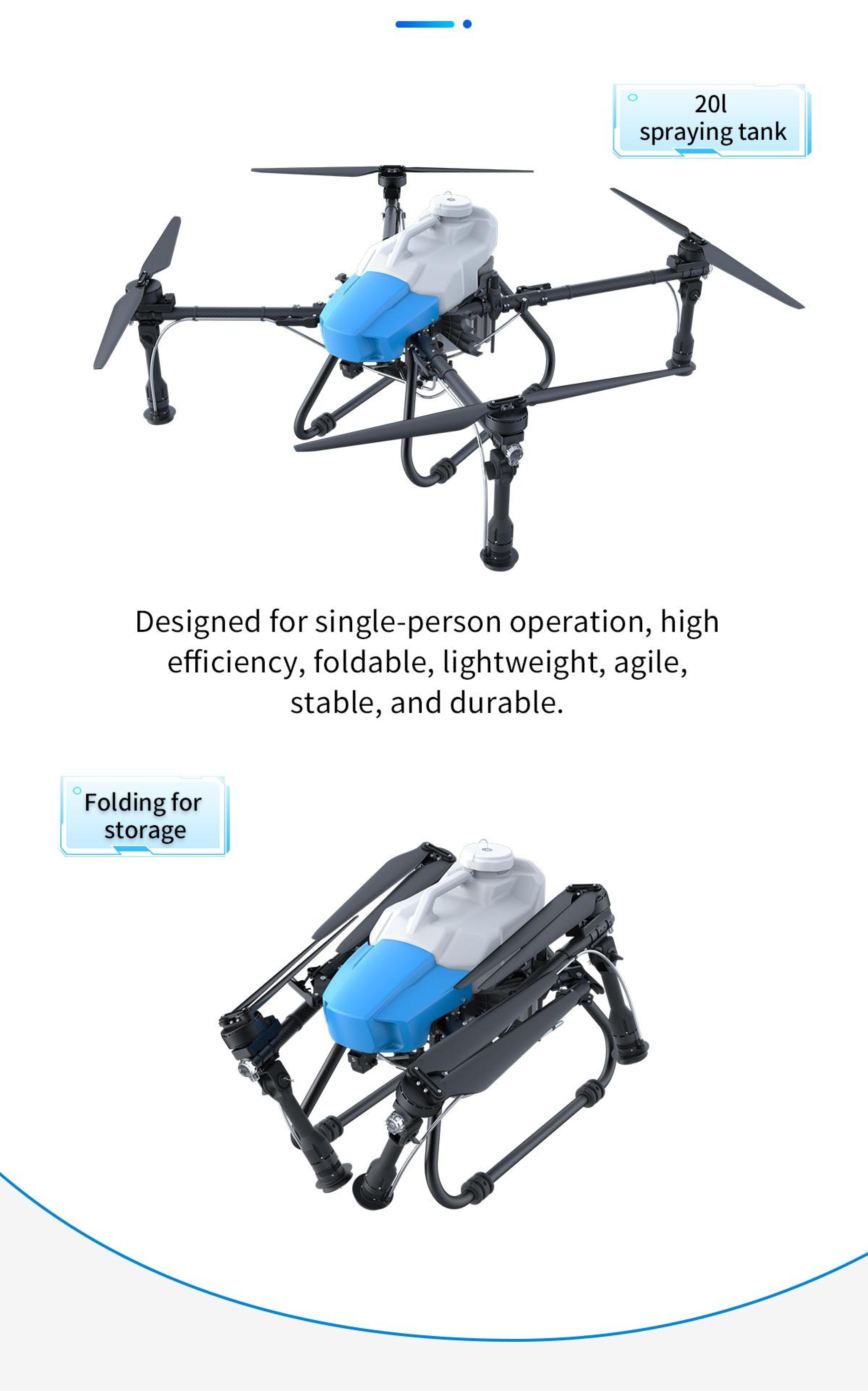 Detalles del dron agrícola A22P 01