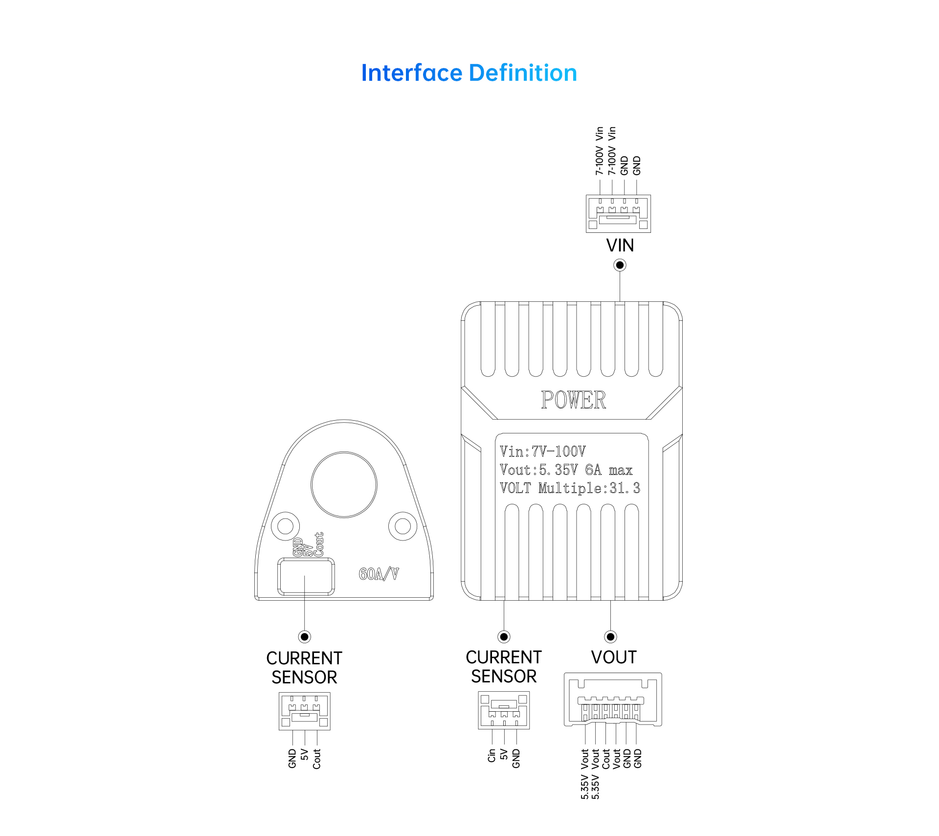 Detalles del módulo de alimentación del sensor Hall 05