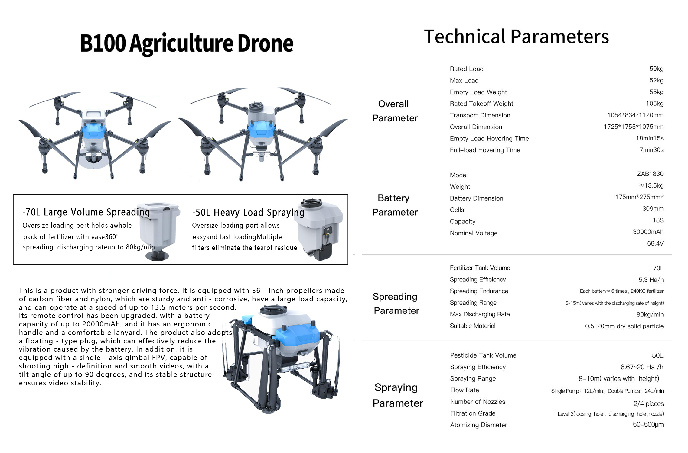 Dron agrícola B100